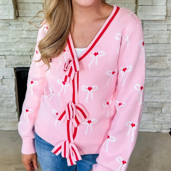 Pink Heart and Bow Cardigan